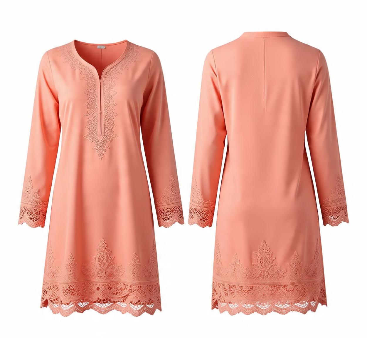 peach_pink_straight_kurti_with_lace_borders